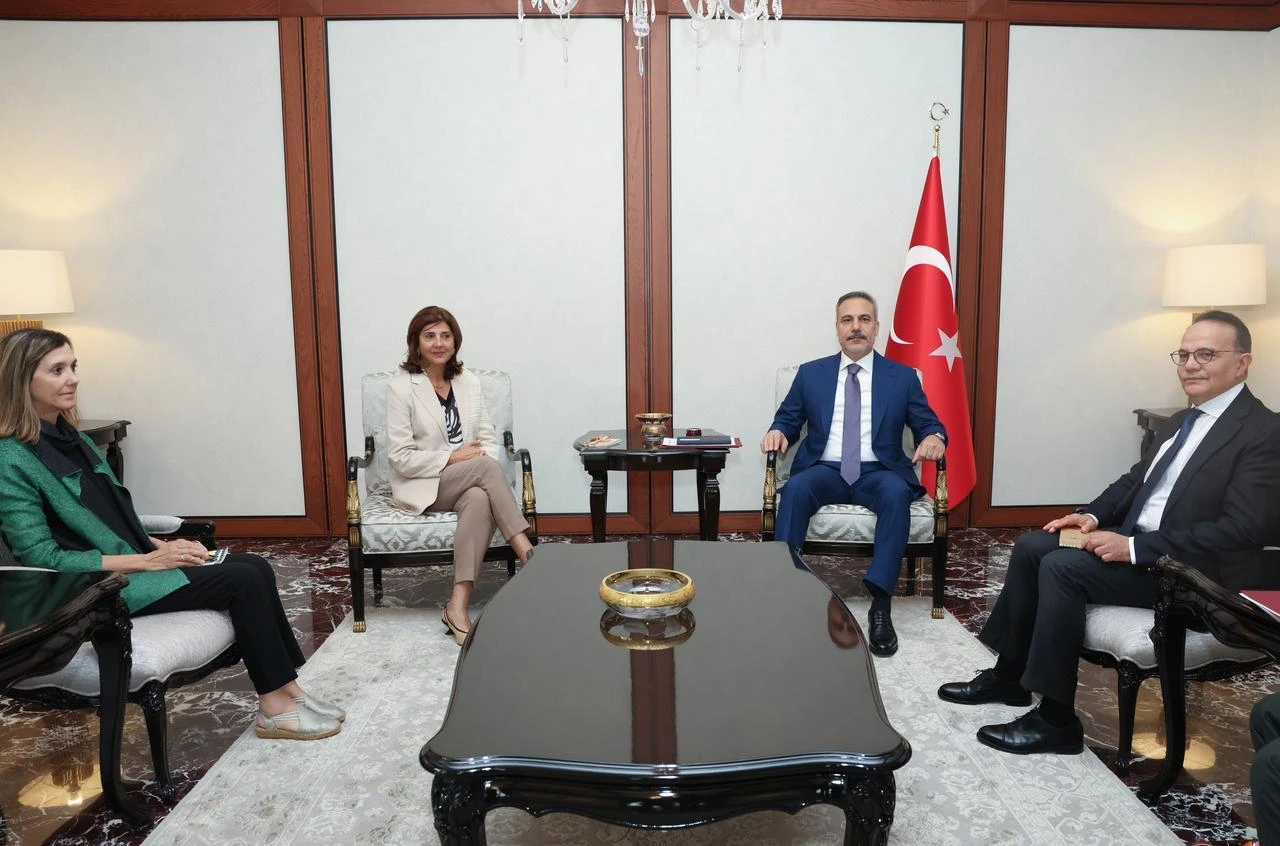Turkish Foreign Minister Hakan Fidan meets with Maria Angela Holguin Cuellar, the UN secretary-general’s personal envoy on Cyprus, in Ankara, Türkiye, July 24, 2026. (Turkish Foreign Ministry/HO)
