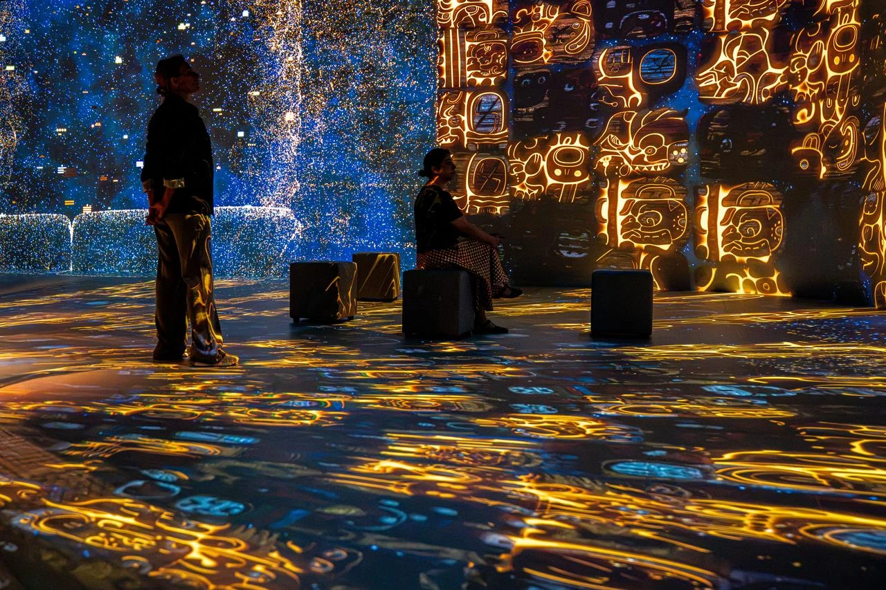 Visitors experience immersive digital projections inspired by the Maya civilization at the Timewalk Exhibition at ExCeL London, United Kingdom. (AA Photo)