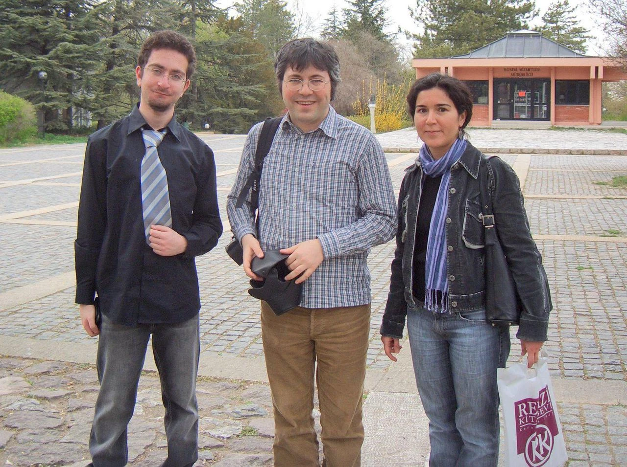 Founders of TaleWorlds, Armagan Yavuz (center) and his wife Ipek Yavuz (right) posing with a fan in 2007. (Photo via Reddit)