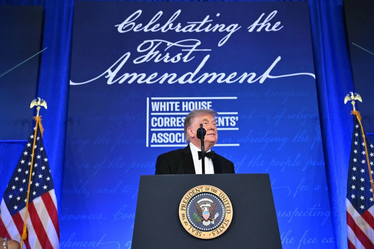 US President Donald Trump speaks during the 2026 White House Correspondents' Association (WHCA) Dinner at the Waldorf Astoria in Washington, DC, July 24, 2026. (AFP Photo)