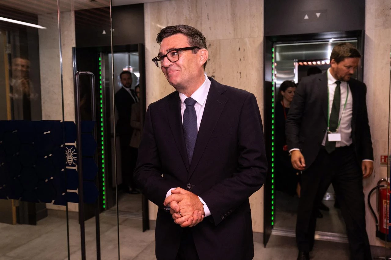 Britain's Prime Minister Andy Burnham arrives to officially open No10 North in Manchester, north-west England, July 24, 2026. (AFP Photo)
