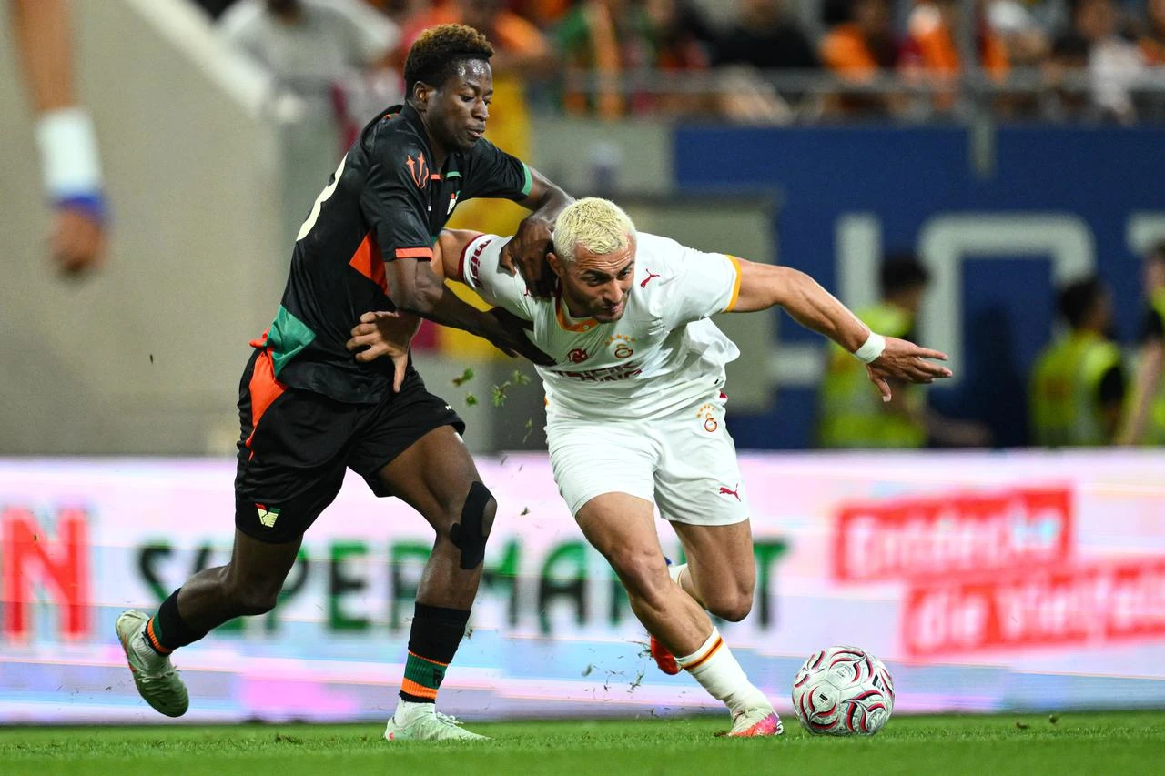 Baris Alper Yilmaz of Galatasaray in action during a pre-season friendly match between Galatasaray and Italy's Venezia FC at Hofmann Personal Stadion in Linz, Austria, on July 27, 2026. (AA Photo)