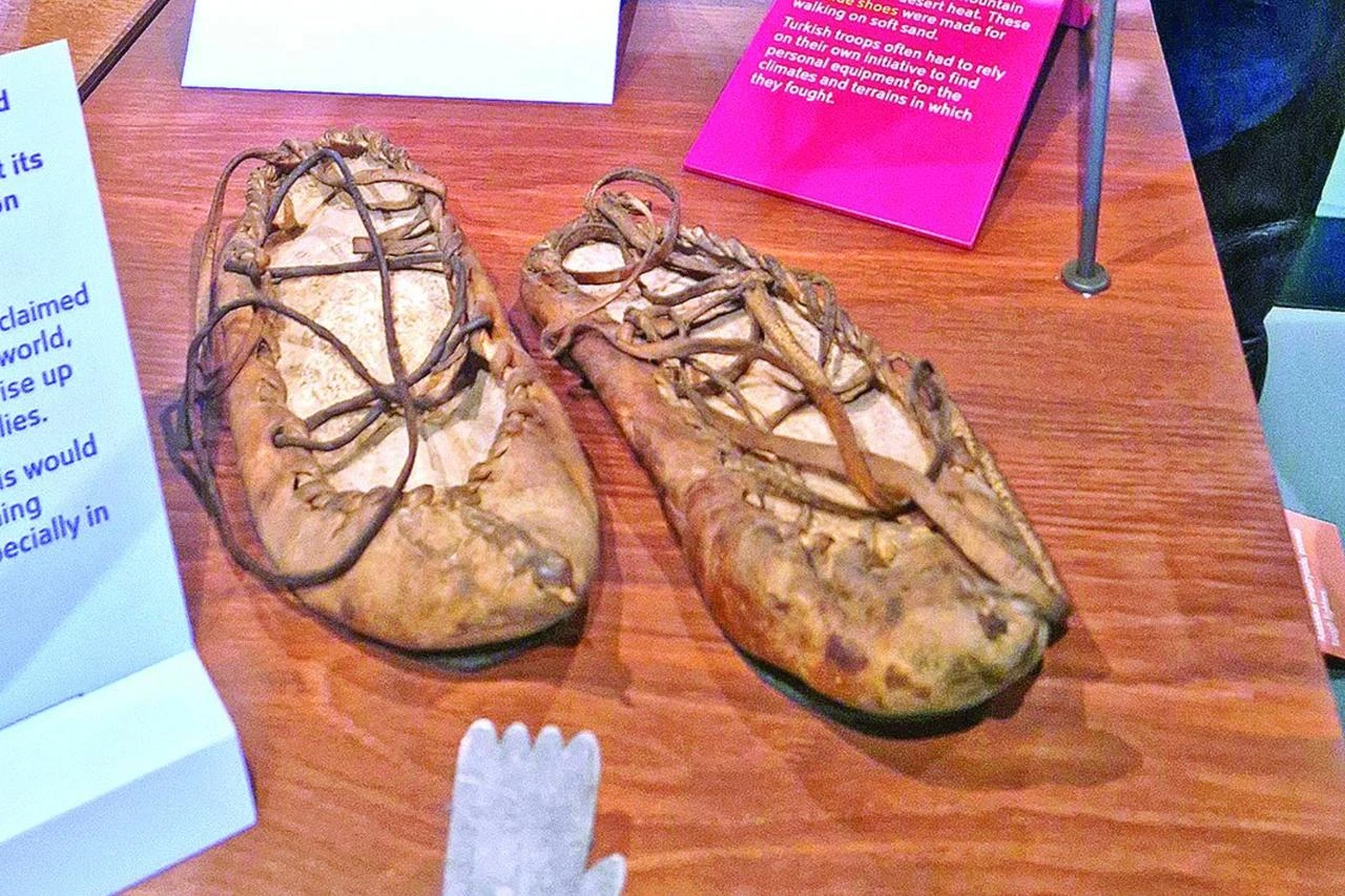Inside London's Imperial War Museum, a pair of Ottoman sandals speaks volumes