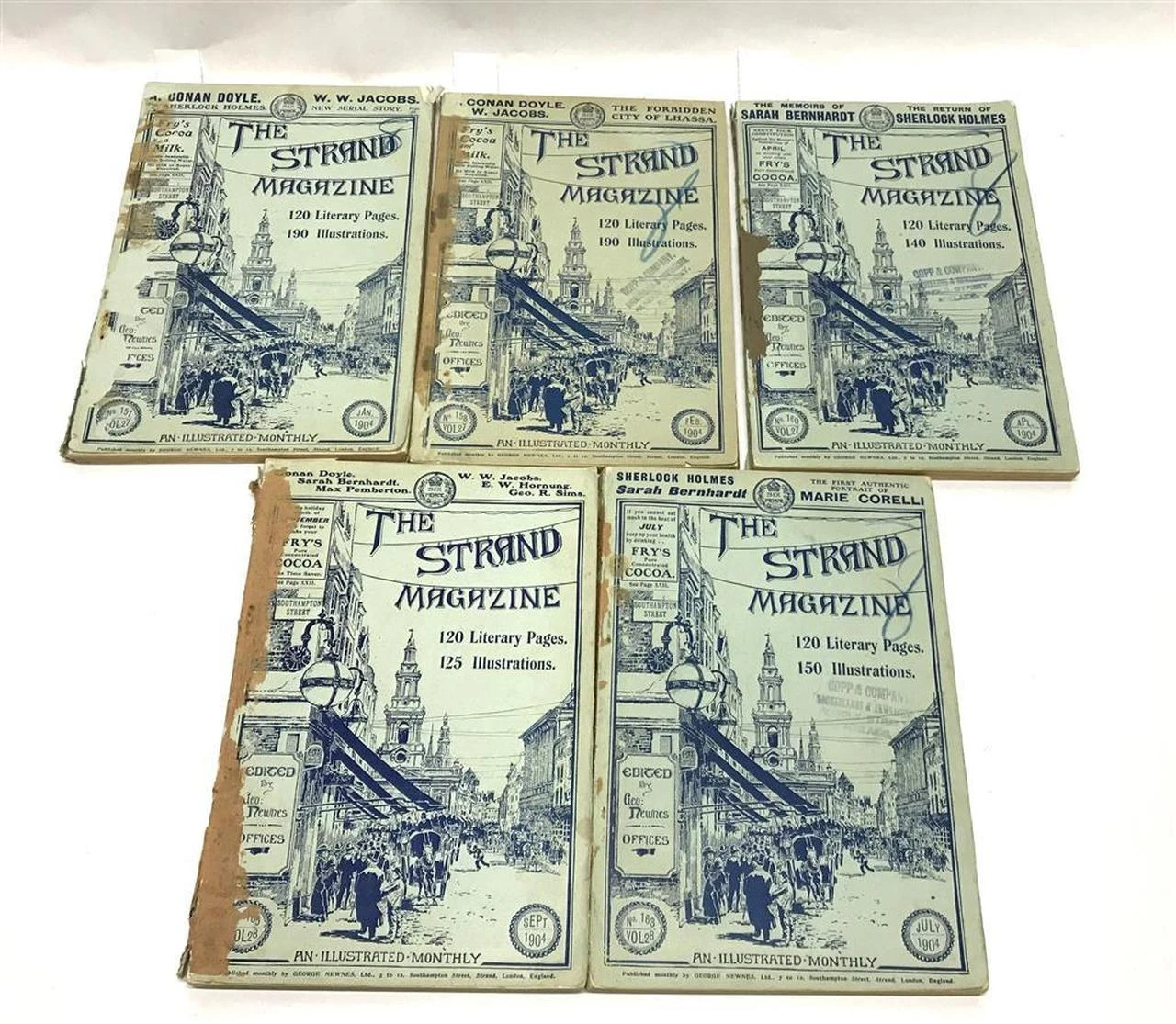 Issues of The Strand Magazine dating from 1904, which published Sir Arthur Conan Doyle’s Sherlock Holmes stories. (Photo via Theodore Bruce Auctioneers & Valuers)
