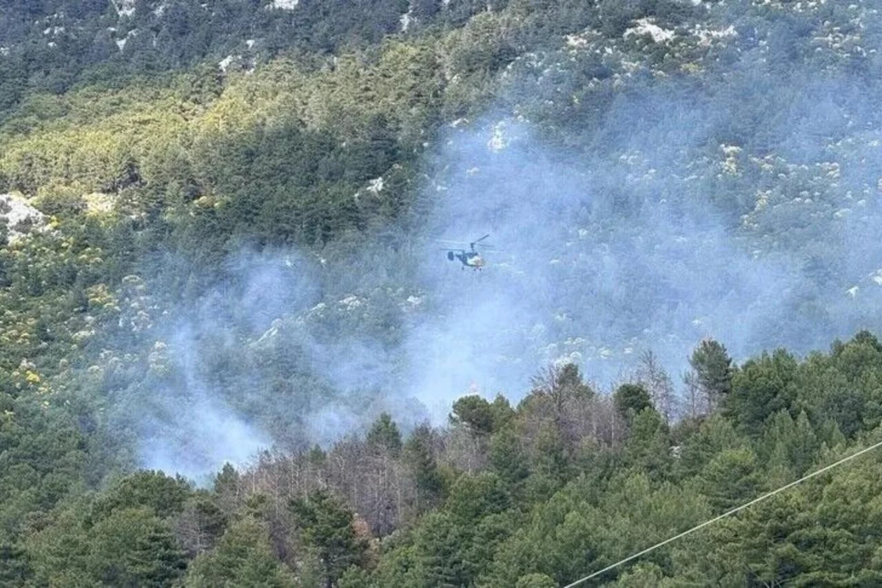 Forest fire breaks out in Türkiye's Kas as crews battle flames