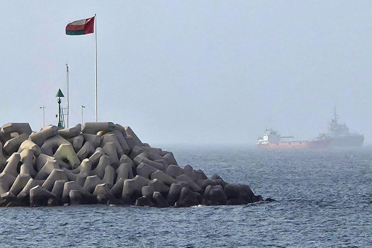 Vessels transiting through the Gulf of Oman are pictured off the coast of Muscat on July 25, 2026. (AFP Photo)