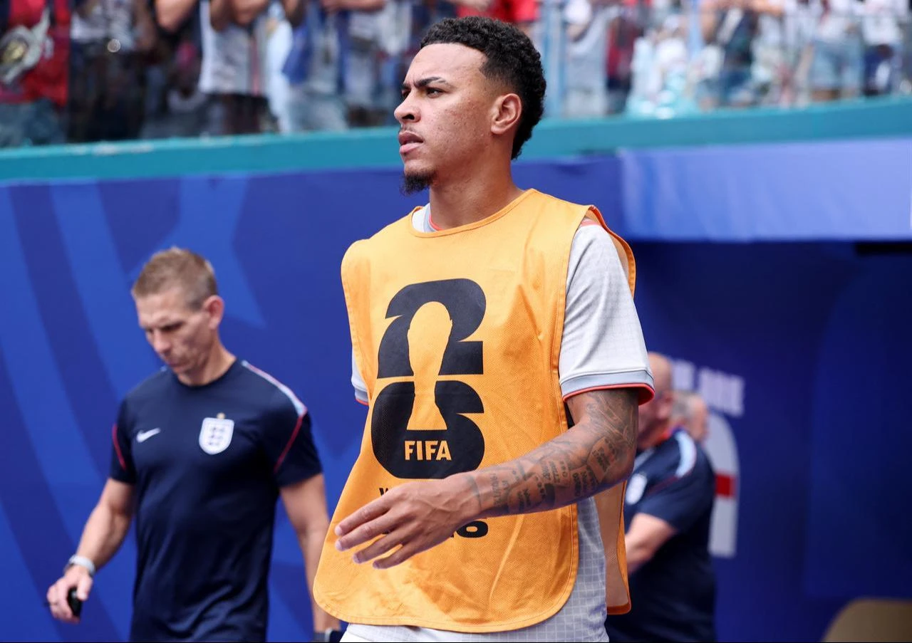 Morgan Rogers #17 of England walks out for the warm-up before the FIFA World Cup 2026 Bronze Final between France and England at Miami Stadium on July 18, 2026, in Miami Gardens, Florida. (AFP Photo)