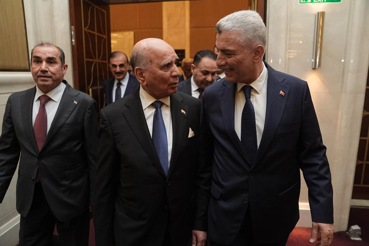 Turkish Trade Minister Omer Bolat and Iraqi Foreign Minister Fuad Hussein arrive to attend Turkiye-Iraq Roundtable Meeting in Ankara, Türkiye on July 28, 2026. (AA Photo)