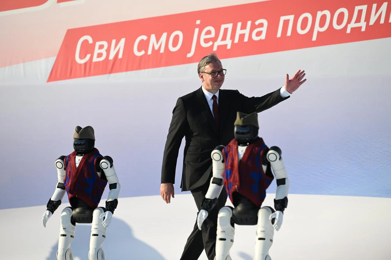 Serbian President Aleksandar Vucic attends a rally organized by the ruling Serbian Progressive Party (SNS), which he previously led, under the slogan “Serbia-One Family” in Belgrade, Serbia, on June 27, 2026. (AA Photo)