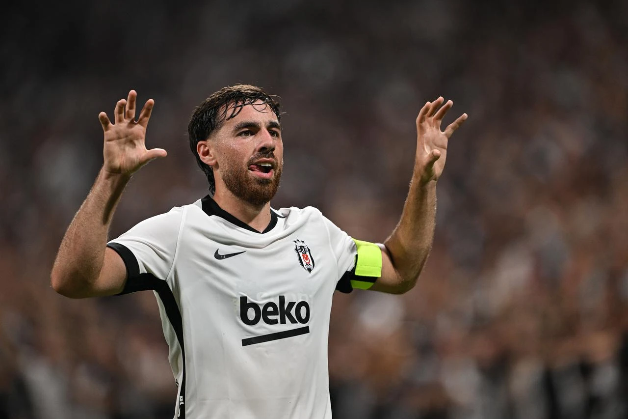 Orkun Kokcu (10) of Besiktas celebrates after scoring a goal during the UEFA Europa League second qualifying round first leg match between Besiktas and Midtjylland at Tupras Stadium in Istanbul, Türkiye on July 23, 2026. (AA Photo)