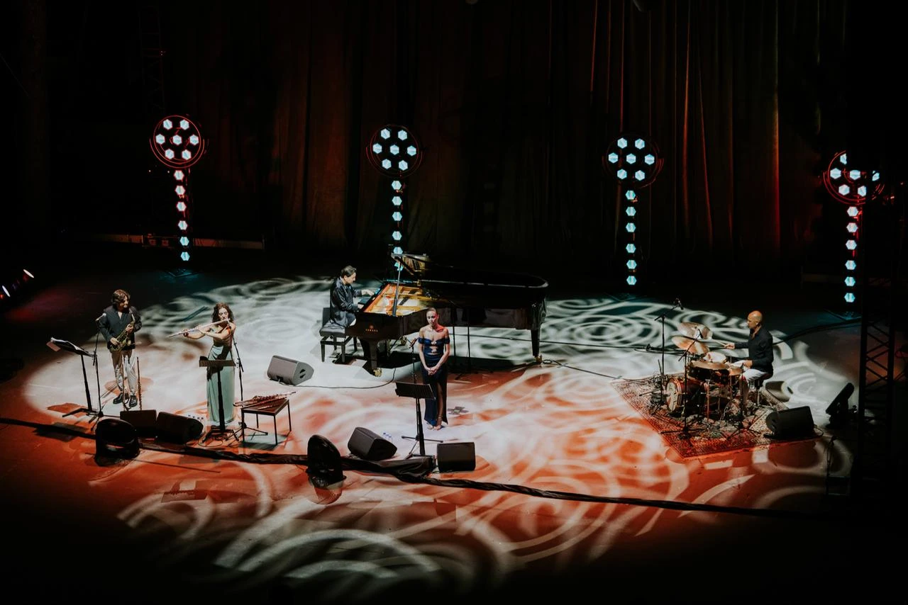 The Fazil Say Jazz Quintet performs its repertoire blending classical music with jazz improvisation during the first leg of its summer tour in Türkiye. (AA Photo)
