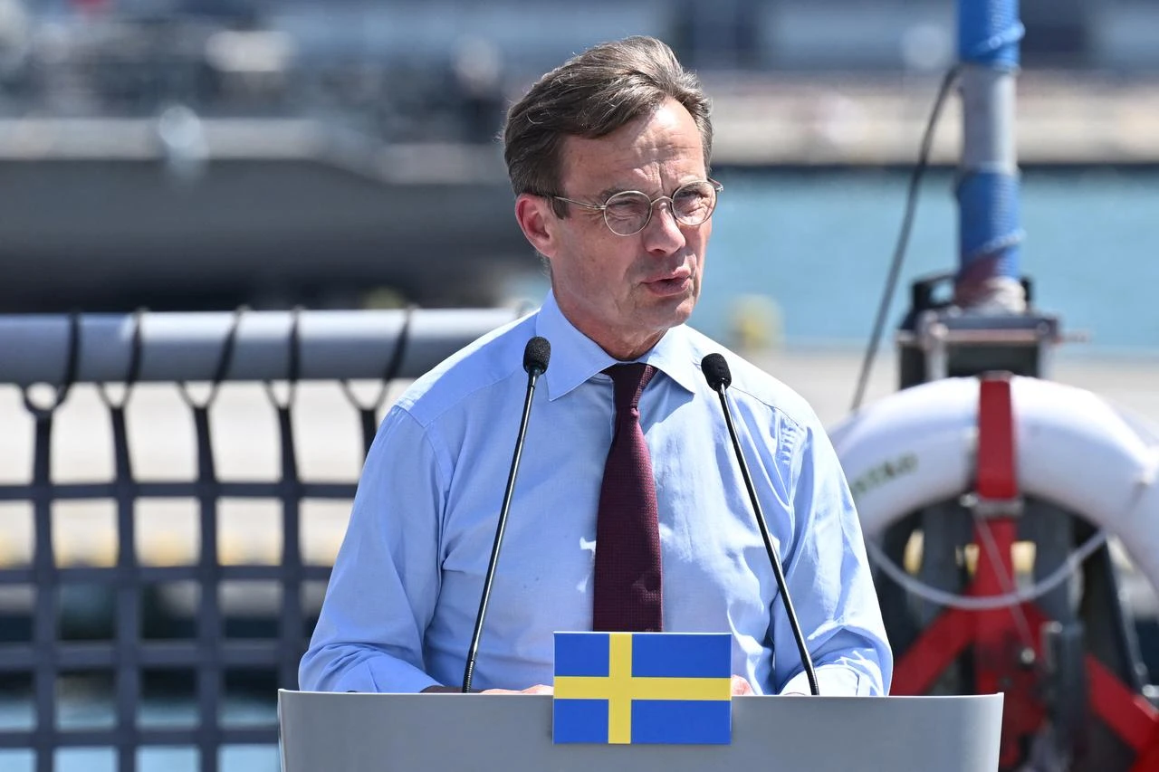 Sweden's Prime Minister Ulf Kristersson addresses a press conference with Poland's Prime Minister in Gdynia, Poland, on June 29, 2026. (AFP Photo)