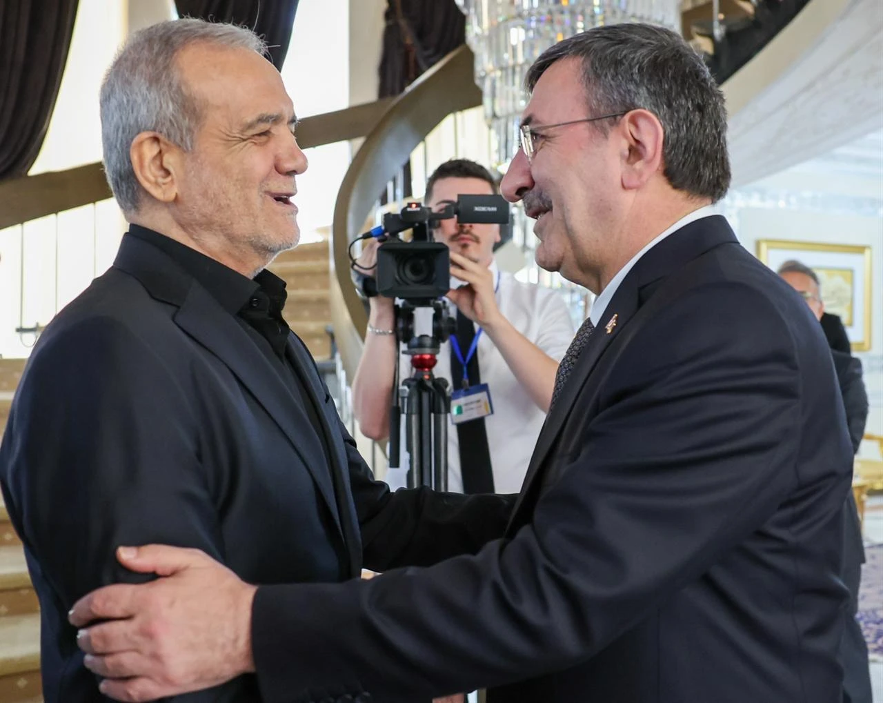 Turkish Vice President Cevdet Yilmaz (R) meets with Iranian President Masoud Pezeshkian (L) in Tehran, Iran, on July 3, 2026. (AA Photo)