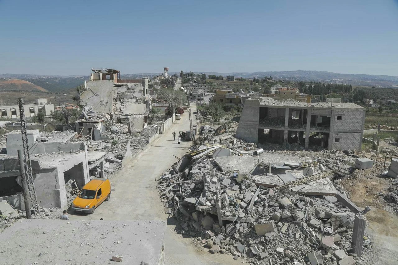 This picture taken from a position in the Upper Galilee in northern Israel shows destroyed buildings in a Lebanese village along the Israel-Lebanon border, July 1, 2026. (AFP Photo)