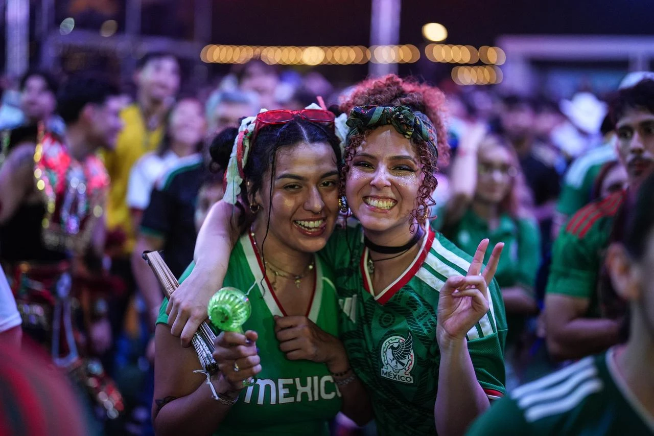 Soccer fans celebrate after watching Mexico defeat South Korea in the 2026 FIFA World Cup Group A match on a giant screen at the FIFA Fan Festival in Houston, Texas, United States, June 18, 2026. (AA Photo)