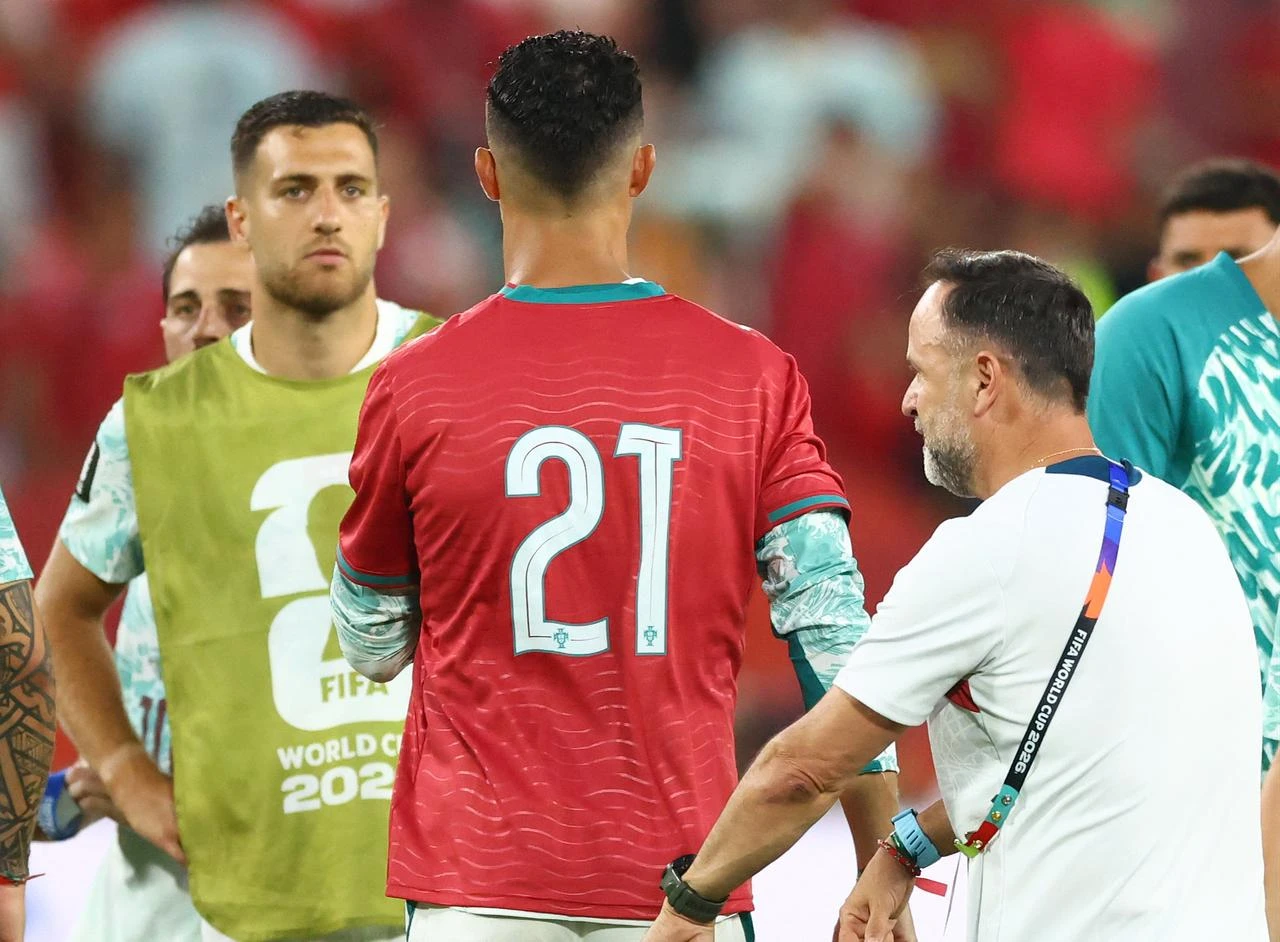 Portugal's forward #07 Cristiano Ronaldo wears a jersey with the number 21, which was used by late Portugal forward Diogo Jota, after winning the 2026 World Cup round of 32 football match between Portugal and Croatia at the Toronto Stadium in Toronto, July 2, 2026.  (AFP Photo)