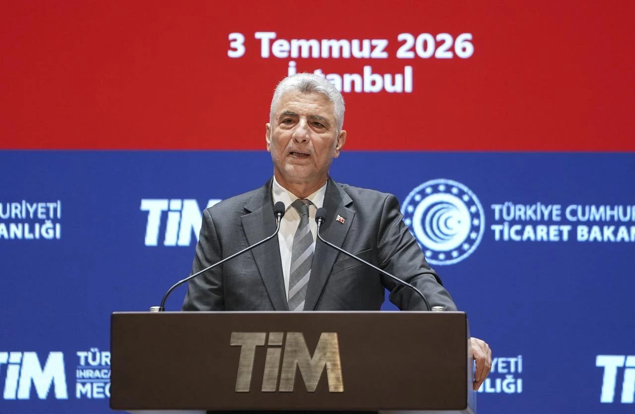 Trade Minister Omer Bolat speaks during a press conference in Istanbul, July 3, 2026. (AA Photo)