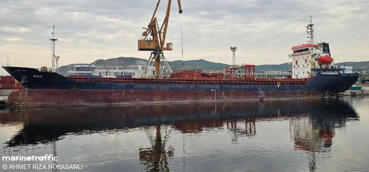 The photo shows ATA-2, a Panama-flagged dry cargo vessel, during a loading operation in Warna, Bulgaria, on July 30, 2025. (Photo by Ahmet Riza Horasanli via marinetraffic.com)