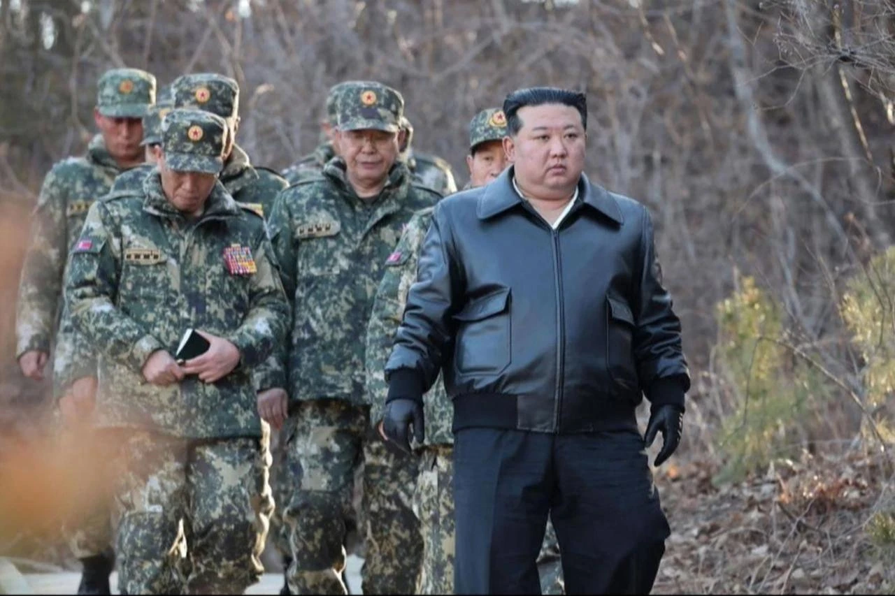 North Korean leader Kim Jong Un inspects a major operational training base at an undisclosed location in North Korea, accessed on September 22, 2025. (Photo via KCNA)