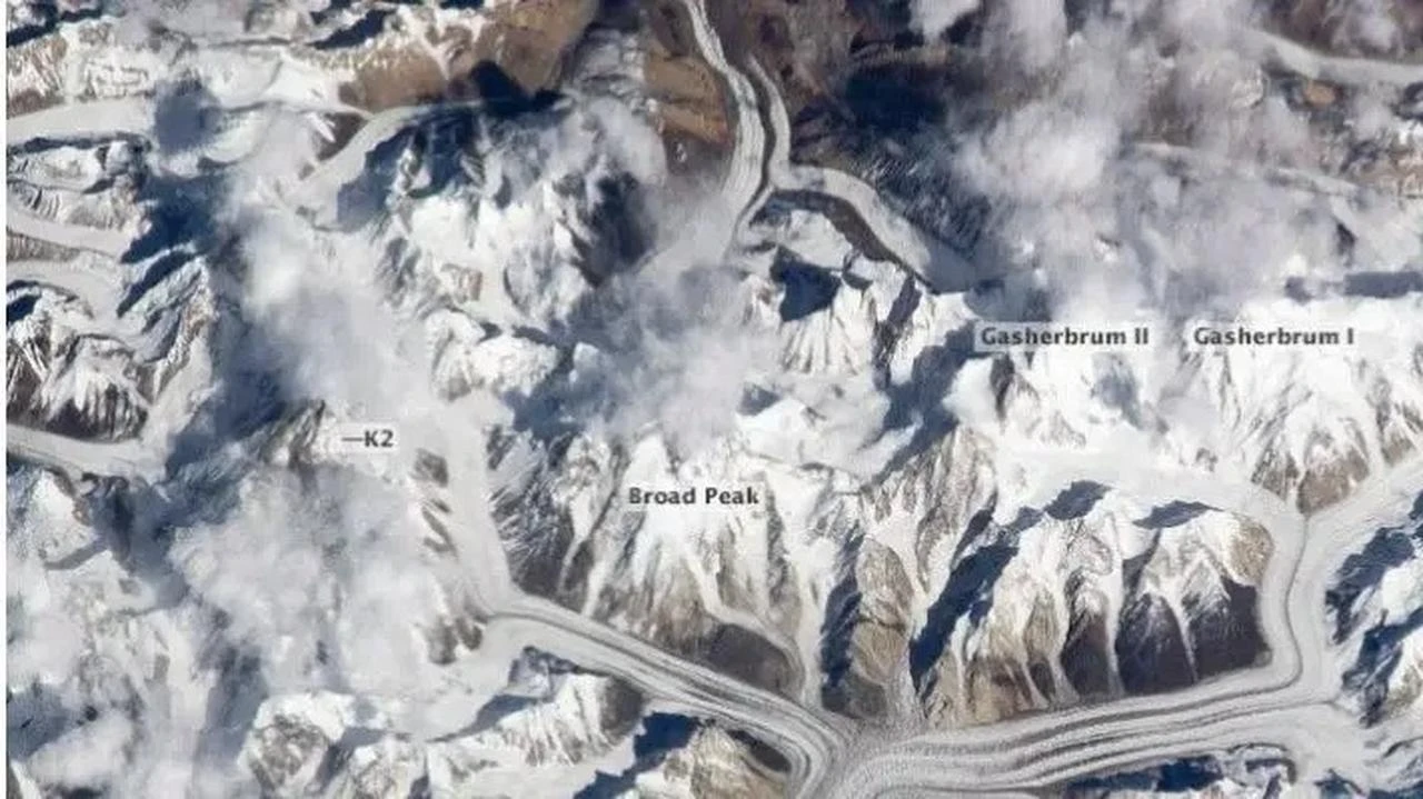 Photo from the International Space Station shows Broad Peak as seen from space. (Photo via bbc.com)