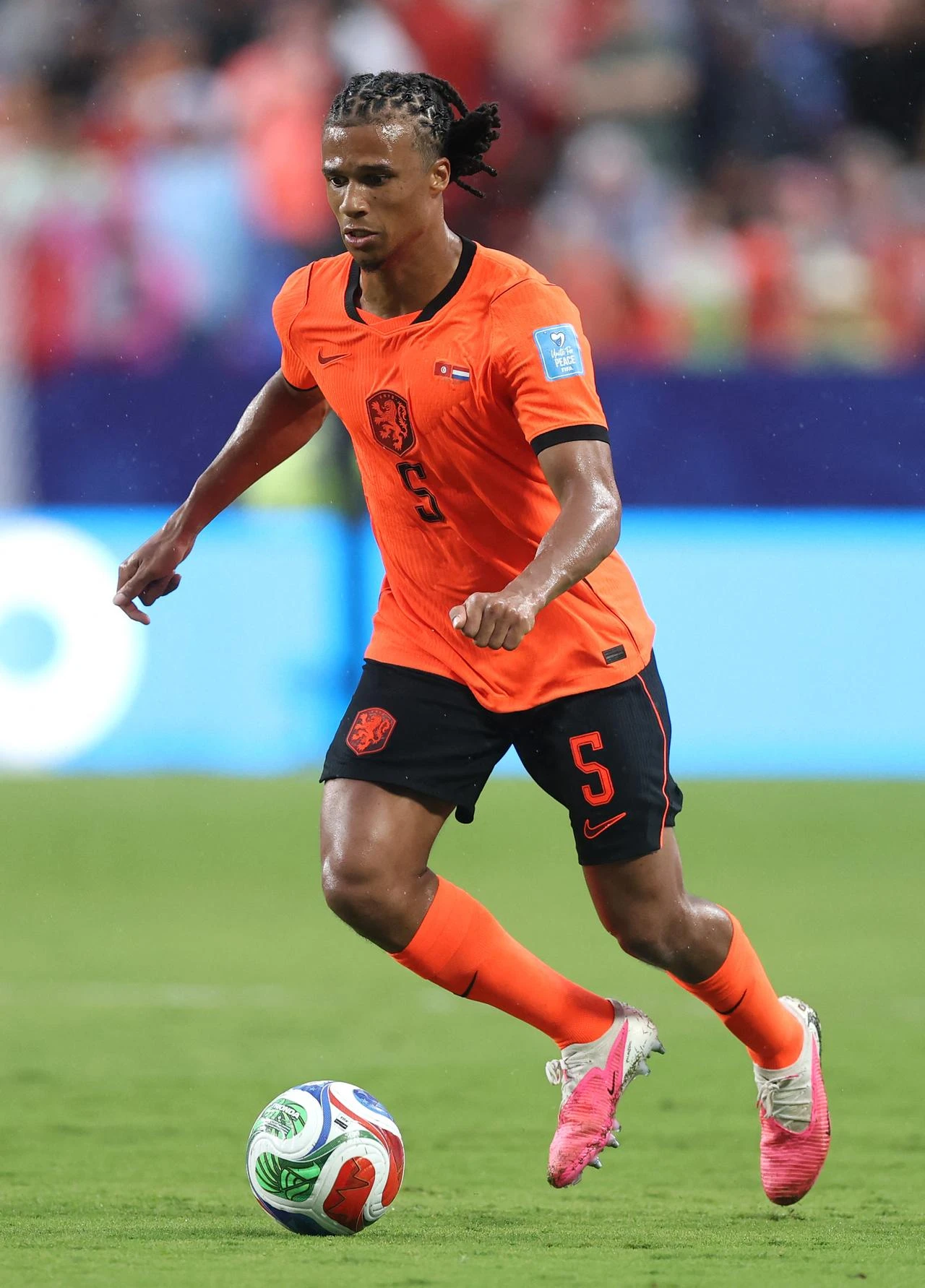 Nathan Ake #5 of Netherlands controls the ball during the FIFA World Cup 2026 Group F match between Tunisia and Netherlands at Kansas City Stadium in Kansas City, Missouri, June 25, 2026. (AFP Photo)