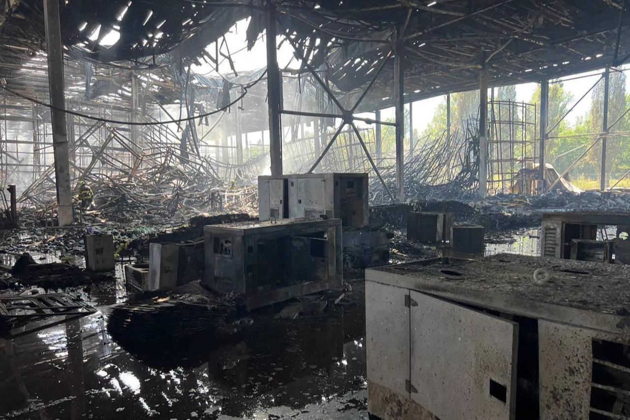 A Ukrainian rescuer works among the debris of a destroyed Red Cross warehouse following an air attack in Kyiv, Ukraine, July 2, 2026. (AFP Photo)