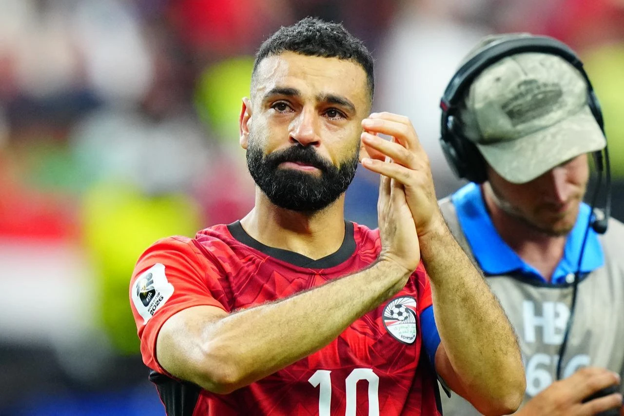 Mohamed Salah of Egypt celebrates after winning at the shoot-out of the 2026 FIFA World Cup Round of 32 match between Australia and Egypt at Dallas Stadium in Arlington, Texas, United States, July 03, 2026. (AA Photo)