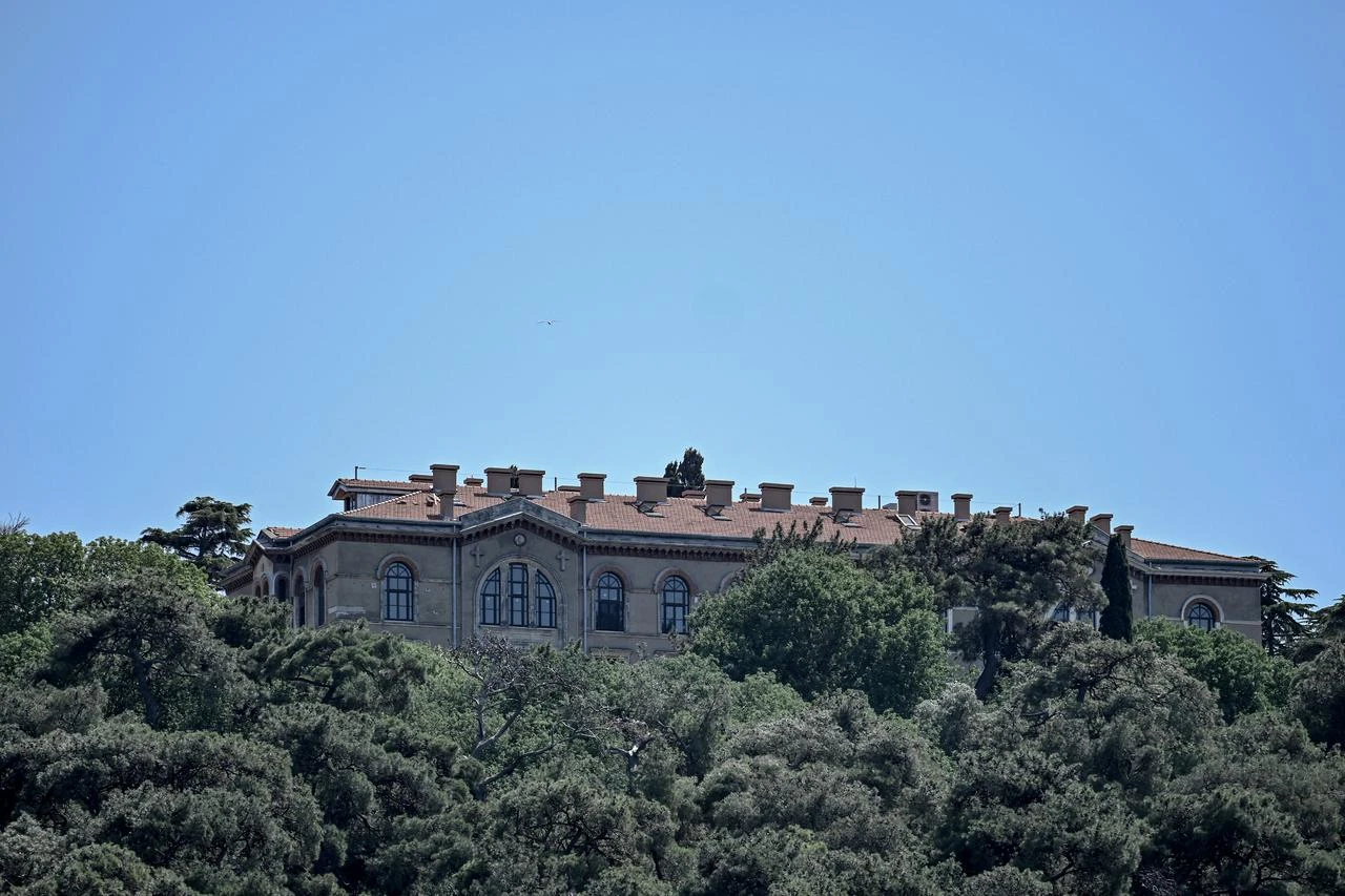 This photograph shows the Halki Seminary, the main theological school for the Eastern Orthodox Church until is was closed in 1971, on Princes Islands in Istanbul, Türkiye, July 2, 2026. (AFP Photo)