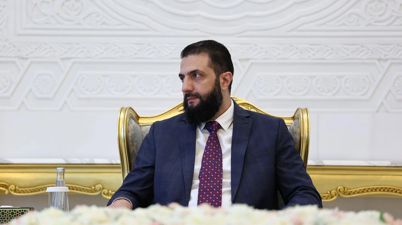 Syrian President Ahmad al-Sharaa meets with Dutch Foreign Minister Tom Berendsen and Dutch Minister for Asylum and Migration Bart van den Brink in Damascus, Syria, June 24, 2026. (Syrian Presidency/Handout)