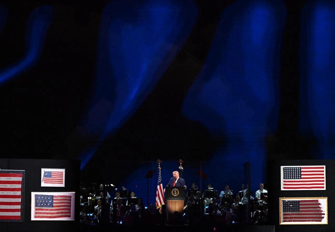 US President Donald Trump speaks during the "Salute to America" Independence Day celebration on the National Mall in Washington, DC, July 4, 2026. (AFP Photo)