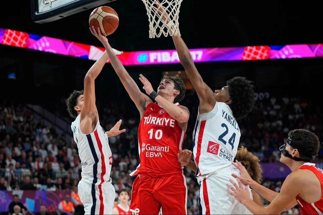 Türkiye’s Omer Kutluay at the FIBA match between France and Türkiye in Istanbul, Türkiye, July 3, 2026. (AA Photo)