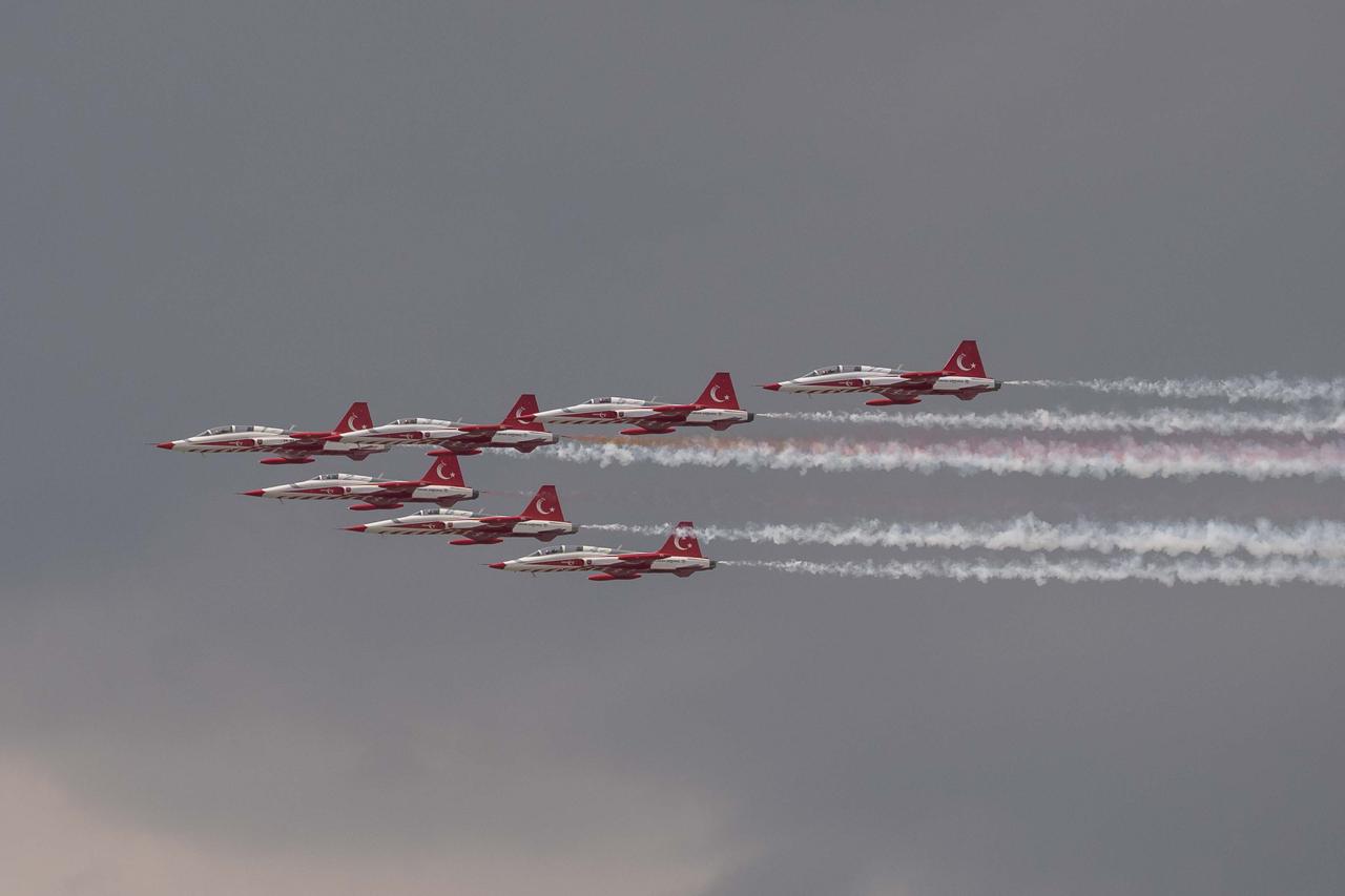 Turkish Air Force's aerobatics team, the Turkish Stars, conduct their final rehearsal flight ahead of the 'NATO Summit of Heads of State and Government' in Ankara, Türkiye, July 5, 2026. (AA Photo)