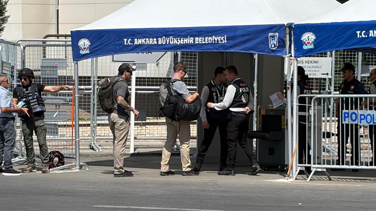 The photo shows security measures have been put in place around the JW Marriott Hotel in Ankara, where US President Donald Trump will be staying for the NATO Summit, in Ankara, July 6, 2026. (IHA Photo)
