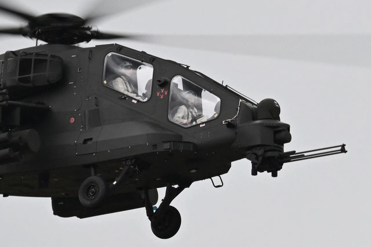 A prototype of Combat Helicopter AW249 Fenice flies during the opening day of International Aerospace Exhibition (ILA) in Schoenefeld, near Berlin, June 10, 2026. (AFP Photo)
