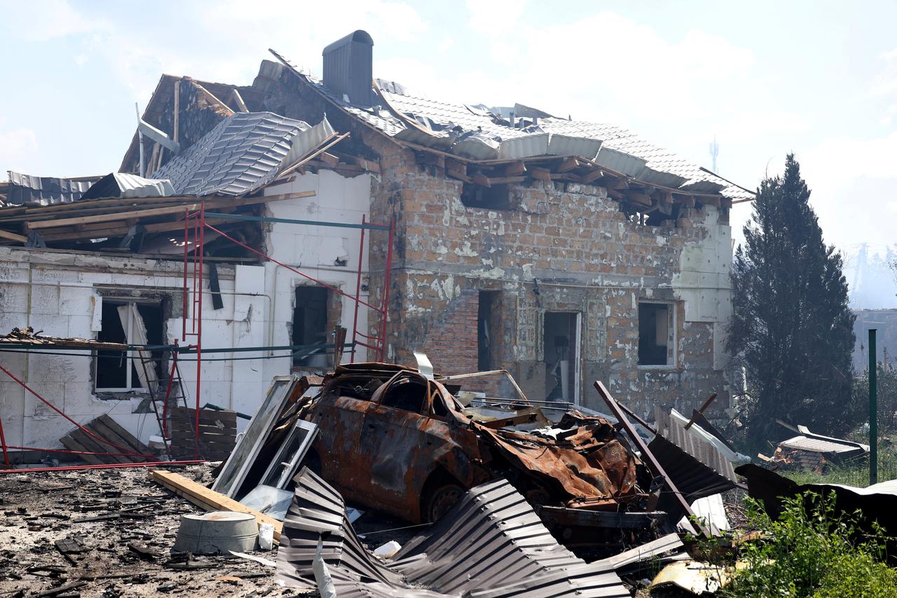 This photograph shows a destroyed residential building in Vyshneve, Kyiv suburb, following a Russian missile strike on the Ukrainian capital of Kyiv on July 6, 2026, amid the Russian invasion of Ukraine. (AFP Photo)