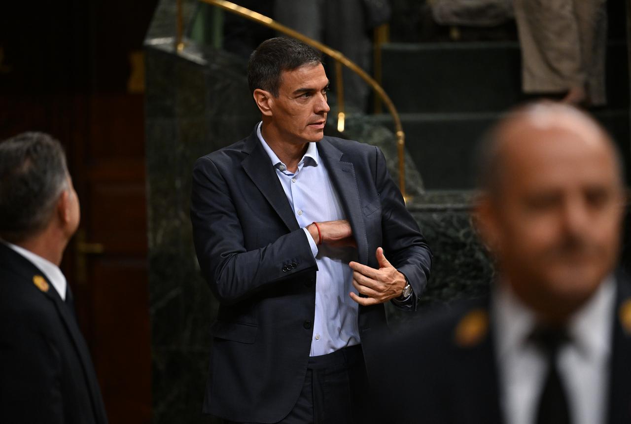 Spanish Prime Minister Pedro Sanchez attends a session in the Spanish Parliament in Madrid, Spain, June 24, 2026. (AA Photo)