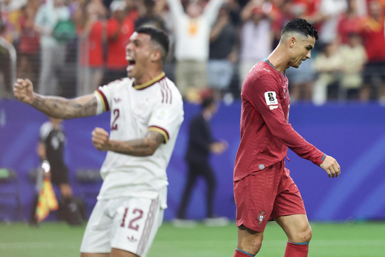 Cristiano Ronaldo reacts after losing the 2026 World Cup round of 16 football match between Portugal and Spain at the Dallas Stadium in Arlington on July 6, 2026. (AFP Photo)