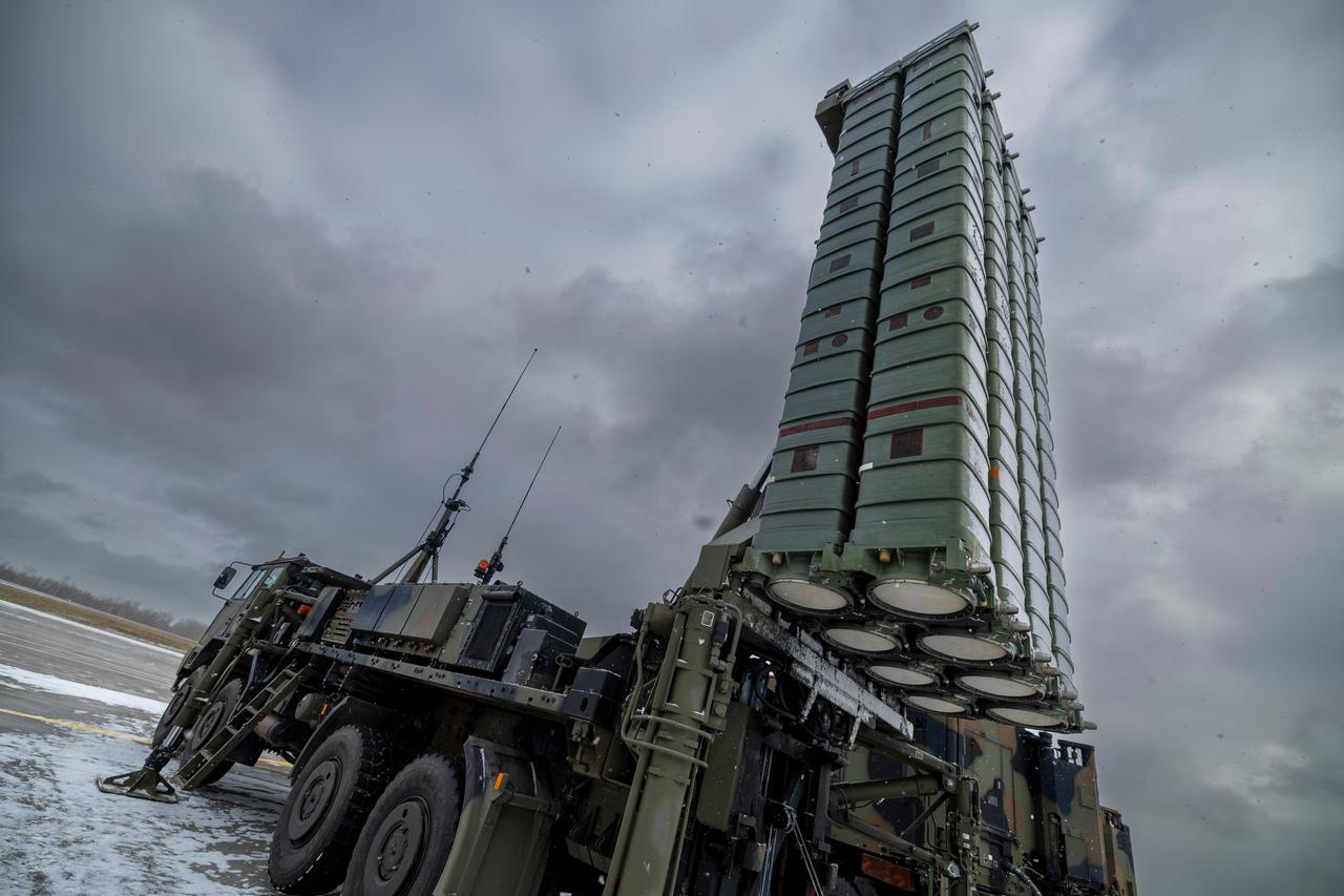 A SAMP/T air defense system with Aster 30 missiles deployed on a military truck in a snowy environment under a cloudy sky at an unspecified location and time. (Adobe Stock Photo)