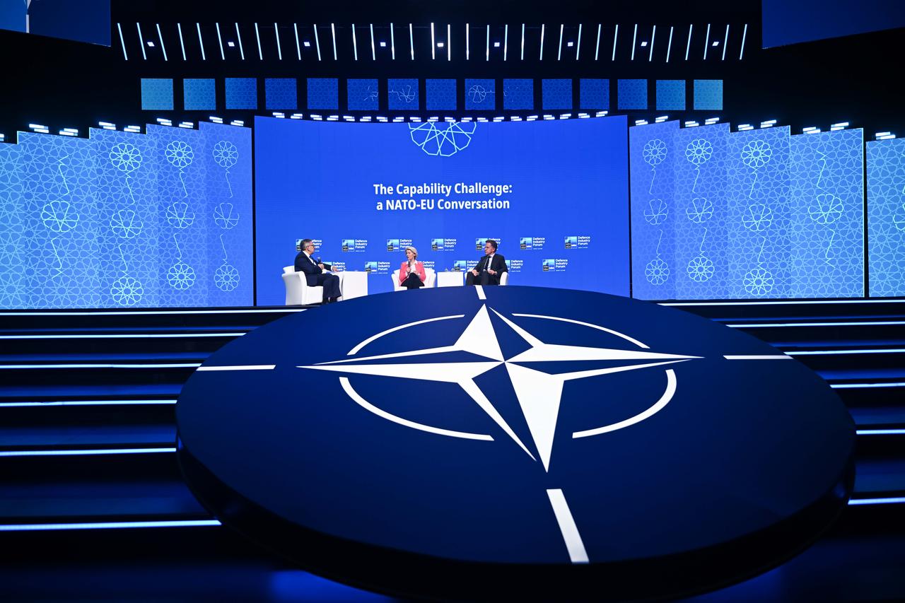 NATO Secretary General Mark Rutte and European Commission President Ursula von der Leyen deliver remarks at the Defense Industry Forum, held as part of the 36th NATO Heads of State and Government Summit in Ankara, Türkiye, July 7, 2026. (AA Photo)
