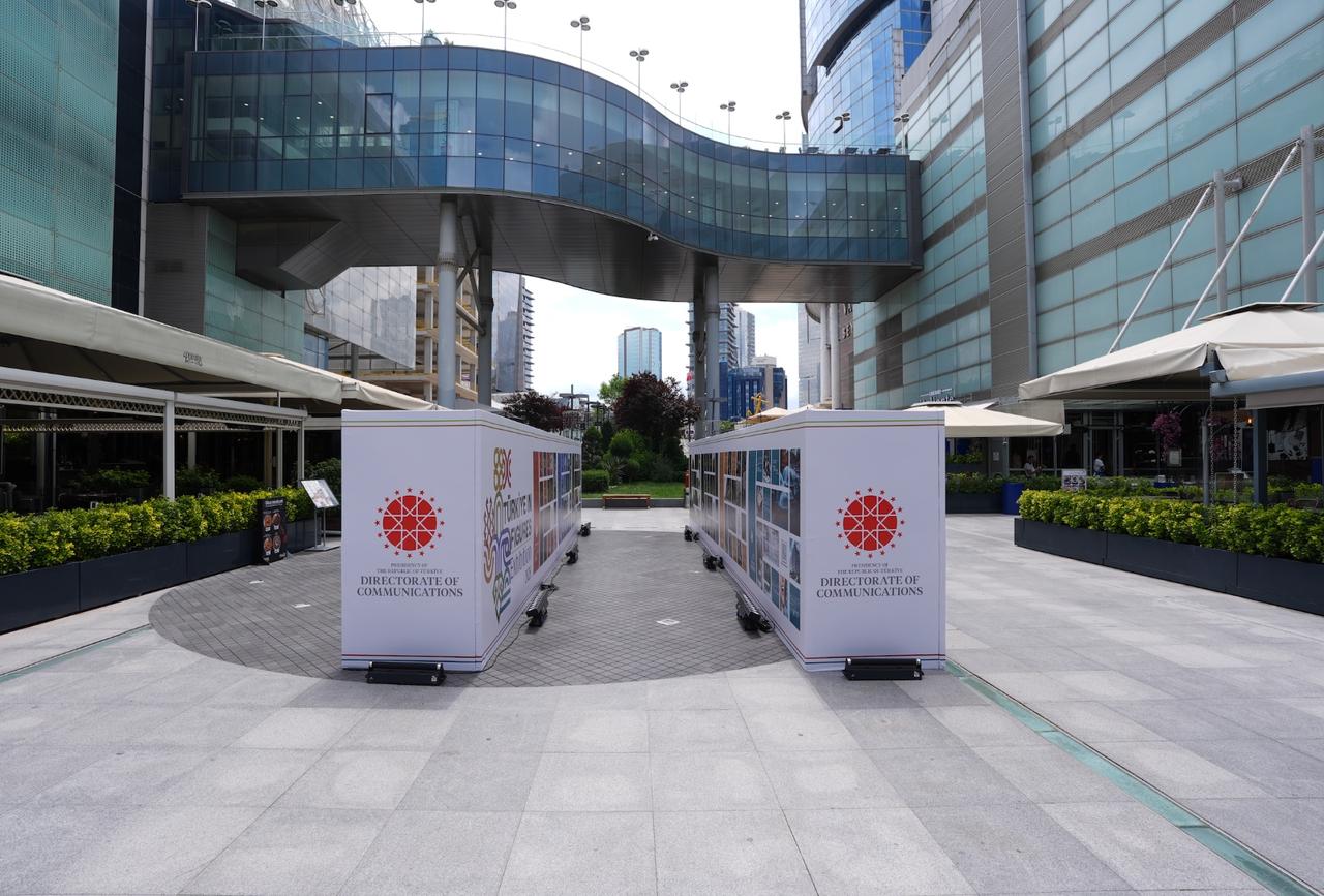 Exhibition panels prepared by the Presidency’s Directorate of Communications are seen at Armada Shopping and Business Center during the NATO Summit in Ankara, Türkiye, July 6, 2026. (AA Photo)