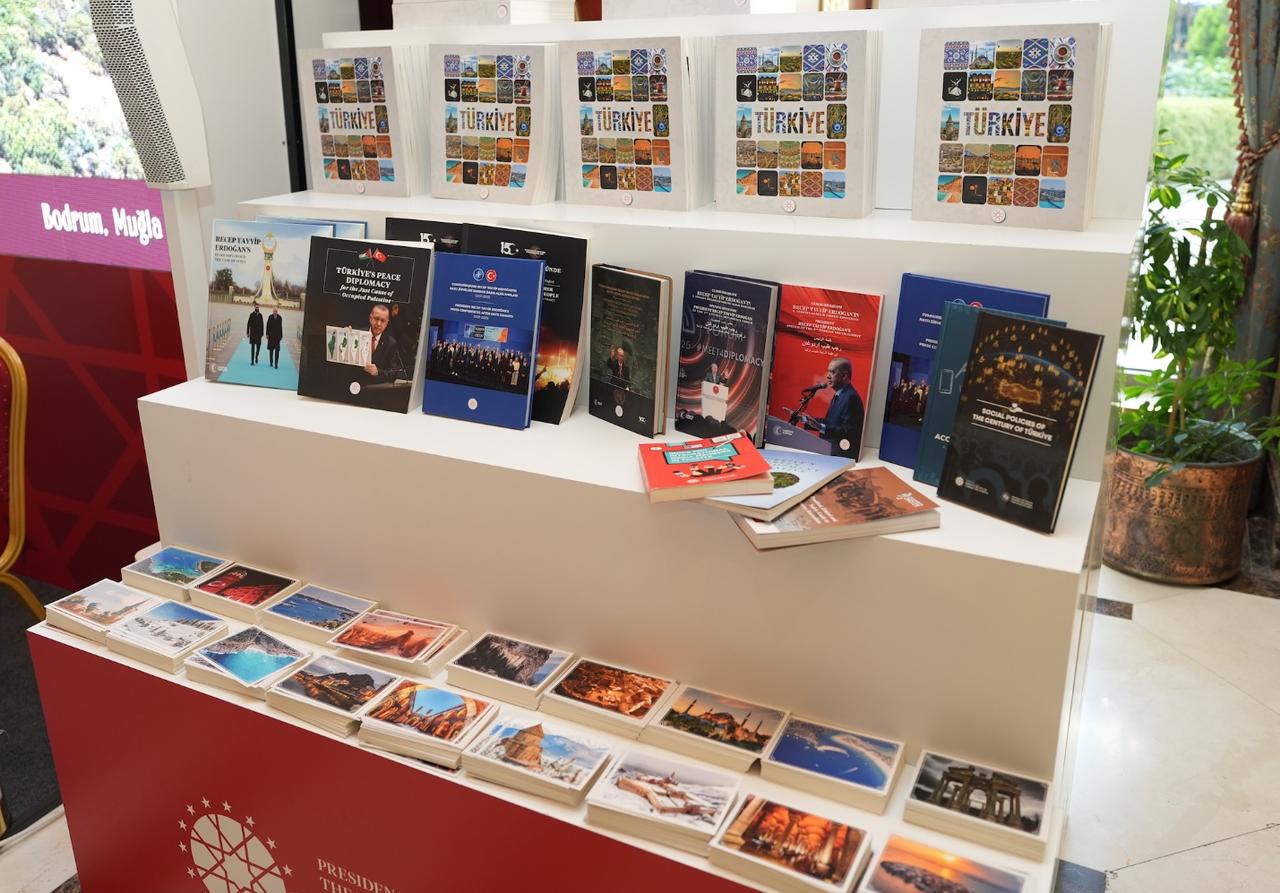 Books, visual materials and promotional publications introducing Türkiye are displayed during exhibitions organized for the NATO Summit in Ankara, Türkiye, July 6, 2026. (AA Photo)