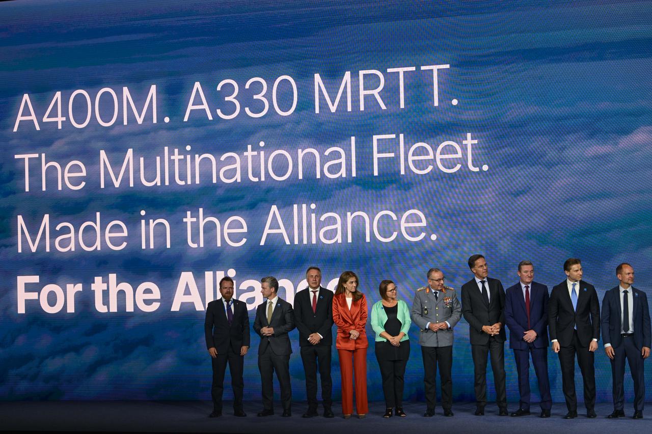 NATO Secretary General Mark Rutte (4th R), Minister of Defence of Montenegro Dragan Krapovic (L), Minister for Defence of Sweden Pal Jonson (2nd L), Minister of Defence of Norway Tore Sandvik (3rd L), Minister of Defence of the Netherlands Dilan Yesilgoz (4th L), Minister of Defence of Luxembourg Yuriko Backes (5th L), Minister of Defence of Denmark Jeppe Bruus Christensen (R) and Minister of Defence of Estonia Hanno Pevkur (2nd R) attend the Defence Industry Forum, which opened the 36th NATO Heads of State and Government Summit in Ankara, Türkiye, July 7, 2026. (AA Photo)