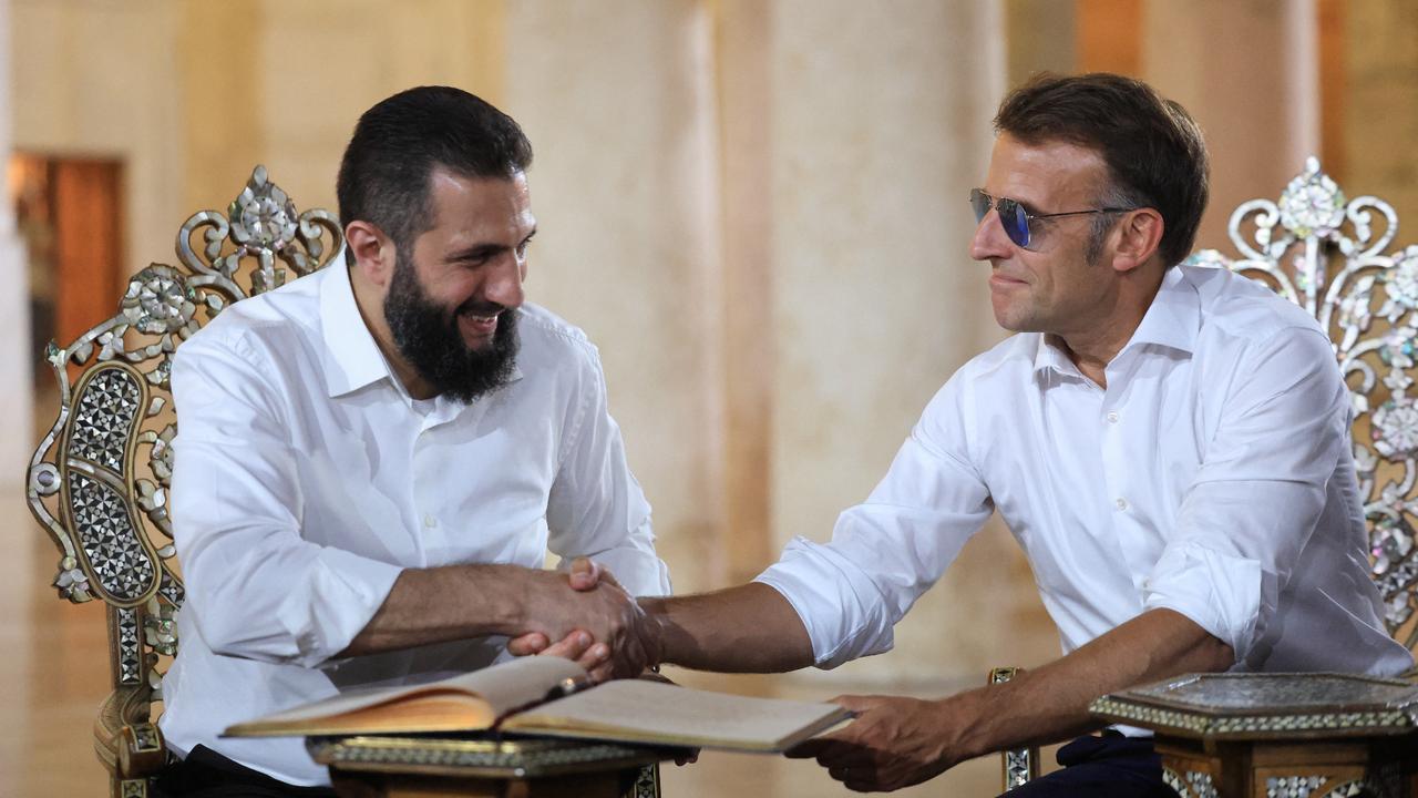 Two president, a mosque, a diplomatic reset: Macron’s Syria visit in photos