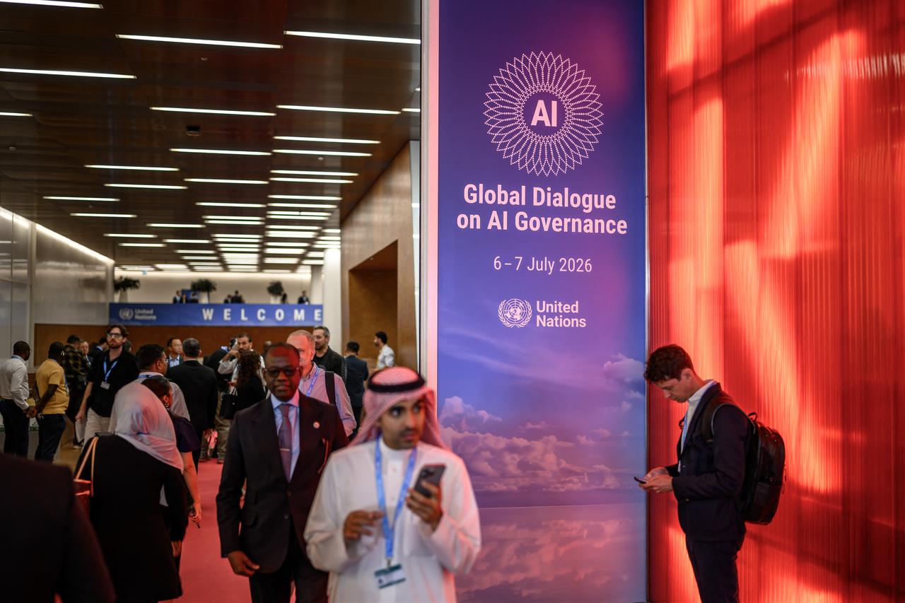 Participants take part in the opening day of the first Global Dialogue on AI Governance, in Geneva, Switzerland, July 6, 2026. (AFP Photo)