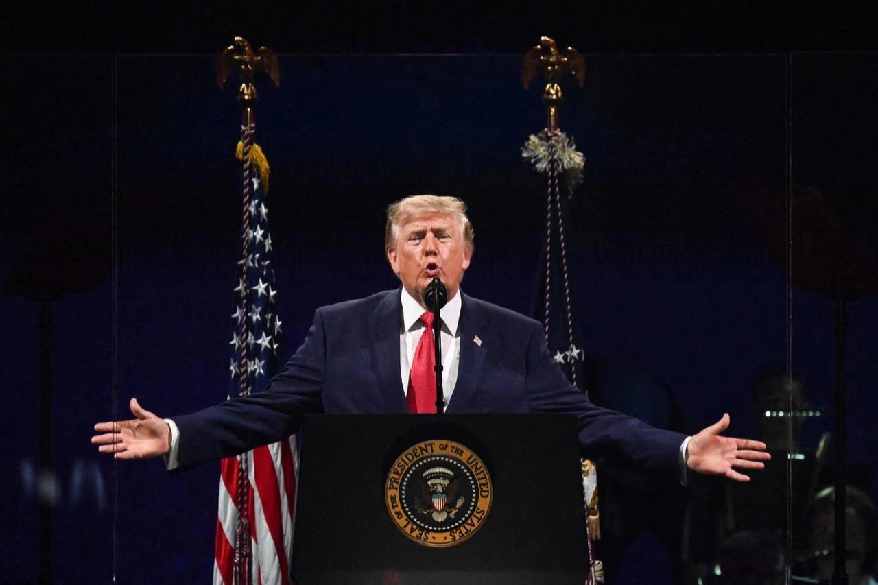 US President Donald Trump speaks during the "Salute to America" Independence Day celebration on the National Mall in Washington, DC, July 4, 2026. (AFP Photo)