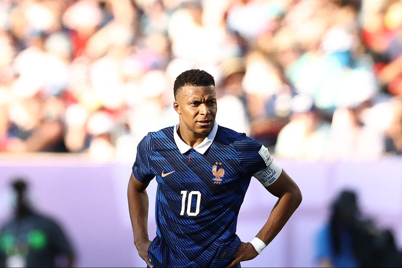 France's forward #10 Kylian Mbappe reacts during the match between Paraguay and France at the Philadelphia Stadium in Philadelphia, US, July 4, 2026. (AFP Photo)