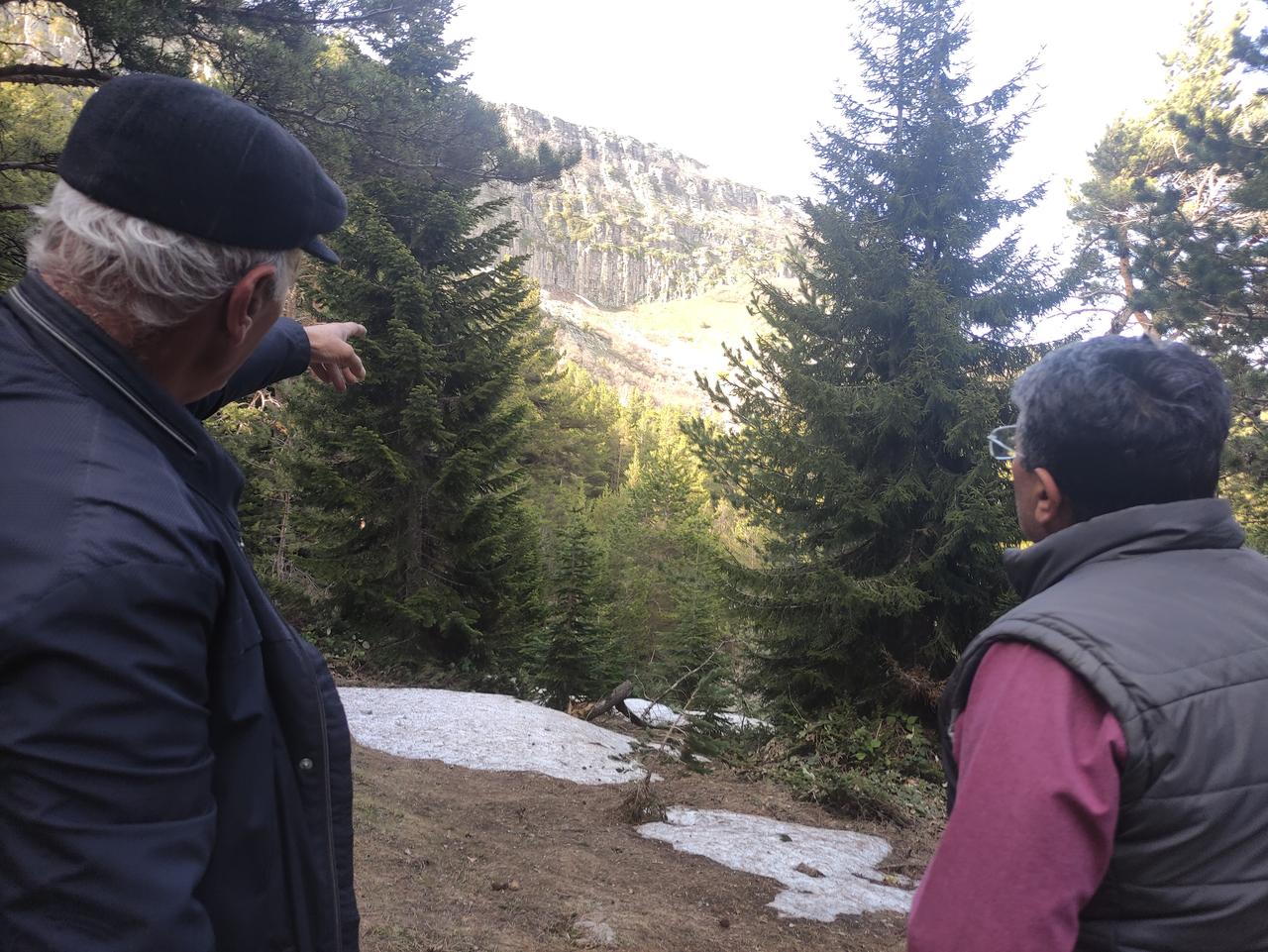 Local officials inspect the Kesikkayalar area in Posof, Ardahan, amid renewed interest in claims about Queen Tamar’s lost tomb. (IHA Photo)