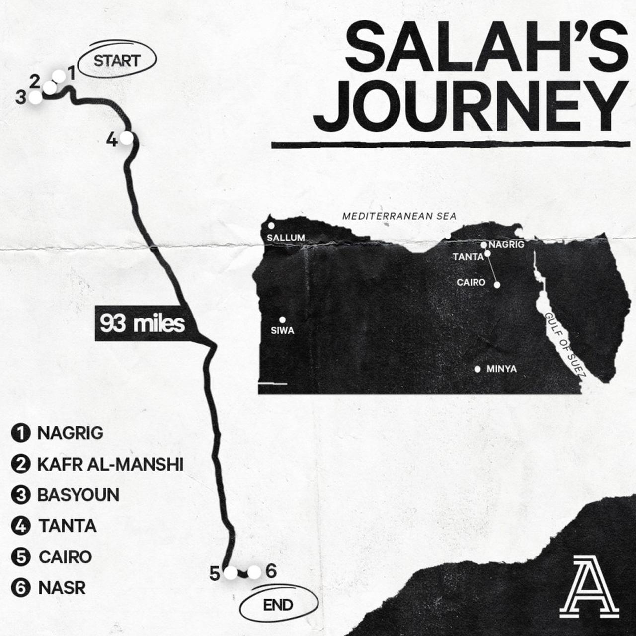 A map showing the road Salah was taking daily to go train. (Photo via nytimes.com)