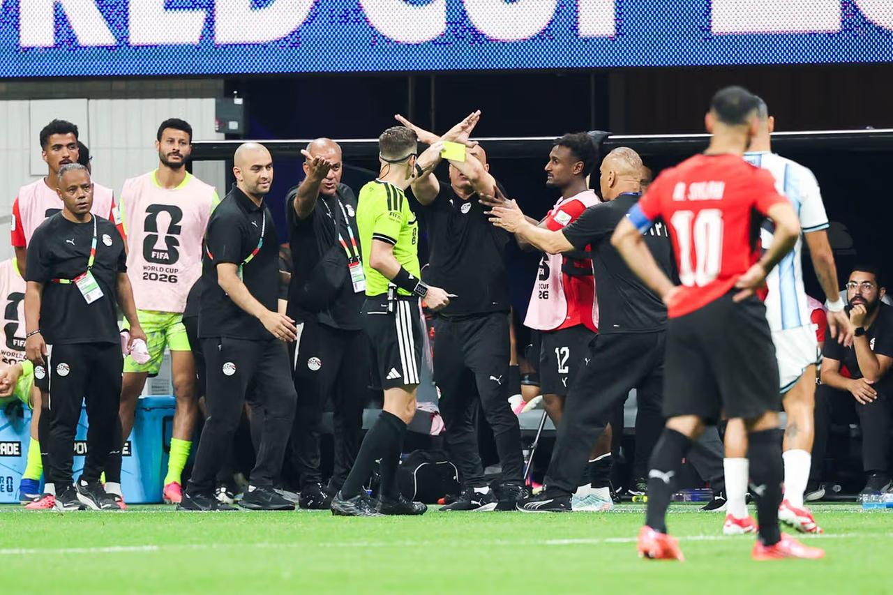 Hossam Hassan coach of Egypt during the Round of 16 match between Argentina and Egypt at the FIFA World Cup, at Atlanta Stadium, in Georgia, United States, on Tuesday, July 7, 2026. (AFP Photo)
