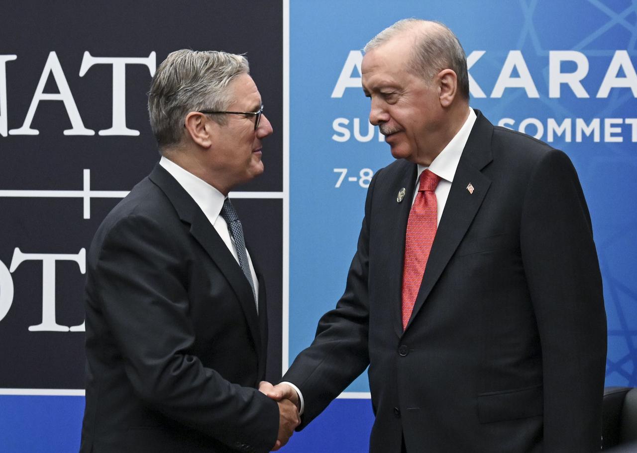President Recep Tayyip Erdogan meets with British Prime Minister Keir Starmer as part of the 36th NATO Heads of State and Government Summit at the Presidential Complex in Ankara, Türkiye, on July 8, 2026. (AA Photo)